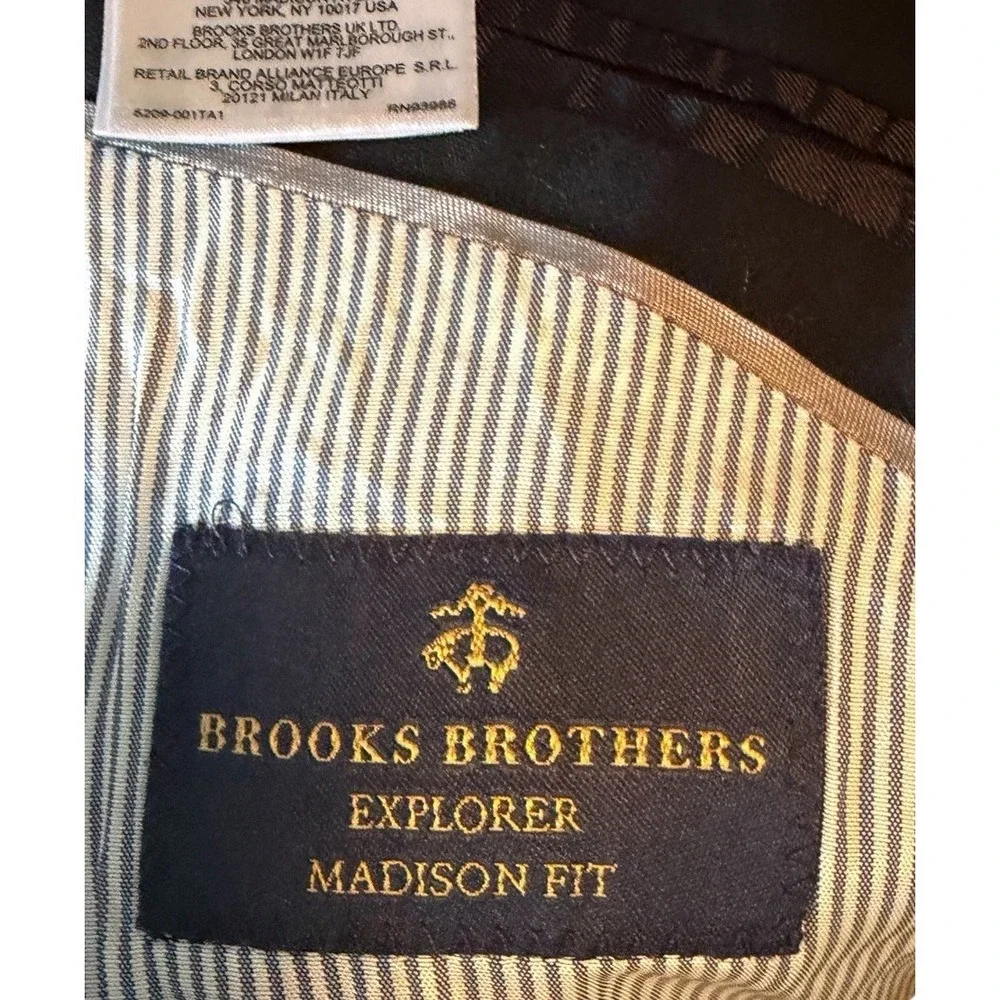 Brooks Brothers Explorer Madison Fit Black Stretch Wool Blazer‎ Coat Jacket 50 L